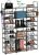 10 Tier 50 Pairs Large Shoe Rack Shoe Organizer,Tall Stackable Shoe Shelves Shoe Stand,Vertical Black Metal Boots & Sneaker Storage Big Shoe Tower Zapateras Organizer For Garage Bedroom Closet