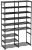 9 Tiers Shoe Rack, 32-40 Pairs Large Stackable Shoe Organzier for 19″ Tall Metal Boot Shelf with Side Hook and Waterproof PP Plastic SheetTop Shoe Tower Storage Space Saving for Entryway Room