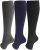 3Pairs Toeless Open Toe 15-20mmH Compression Socks for Men Women Support Knee High Stockings (Gray+Navy+Black, L/XL)