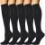 5 Pairs Compression Socks for Men Women 15-20 mmHg Medical Support for Running Nurses Flight Pregnancy Circulation Athletic Socks (Black L/XL)