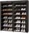 MOYIPIN Shoe Rack Storage Organizer , Double Row Portable Nonwoven Fabric Cover Shoe Rack Holds up to 28 Pairs 36.2 x 11.2 x49.2 Inches Black