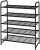 Simple Trending 5-Tier Stackable Shoe Rack, Expandable & Adjustable Shoe Organizer Storage Shelf, Wire Grid, Black