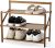Small 3-Tier Shoe Rack for Closet & Entryway, Installation-free Foldable Bamboo Shoes Storage Organizer, Sturdy Free Standing Three Shelf Shoe Stand for 6-9 Pairs, Brown 20x18x9 Inches