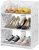 White Shoes Rack, 3 Tier Small Shoe Shelf Free Standing Shoe Display Shelves Modern Narrow Shoes Tower Storage Organizer Holder Container for Home Living Room Bedroom Hallway Small Spaces
